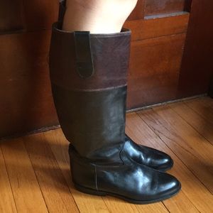 Joan & David Blk/Brown Leather Riding Boot